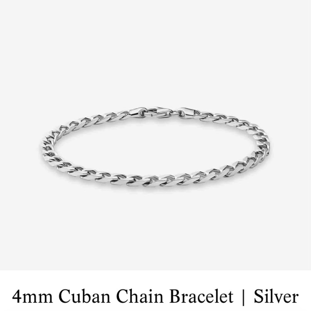 Oliver Cabell 4-mm Cuban Chain Silver Bracelet (lobster claw) - 8in